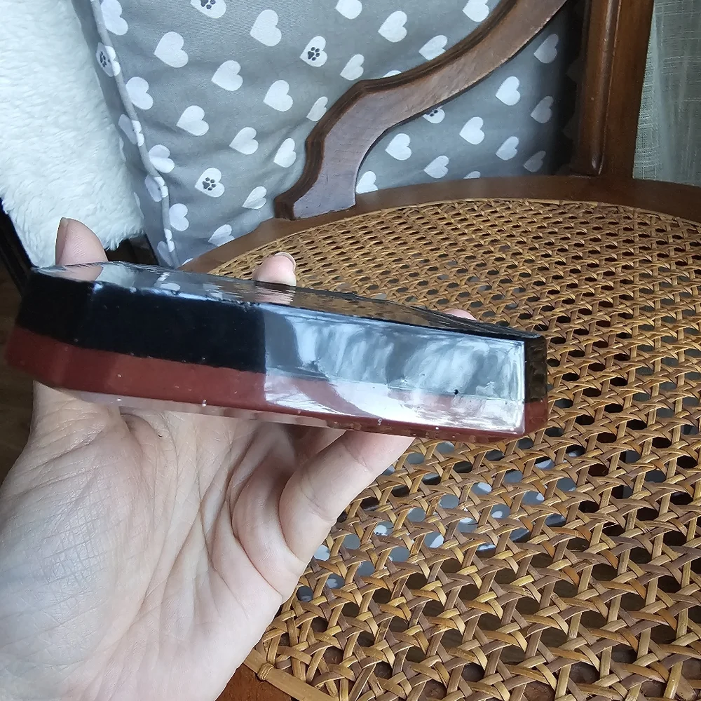 Handmade Black and Red Silver Star Galaxy Beautiful Beacons Resin Soap Dish